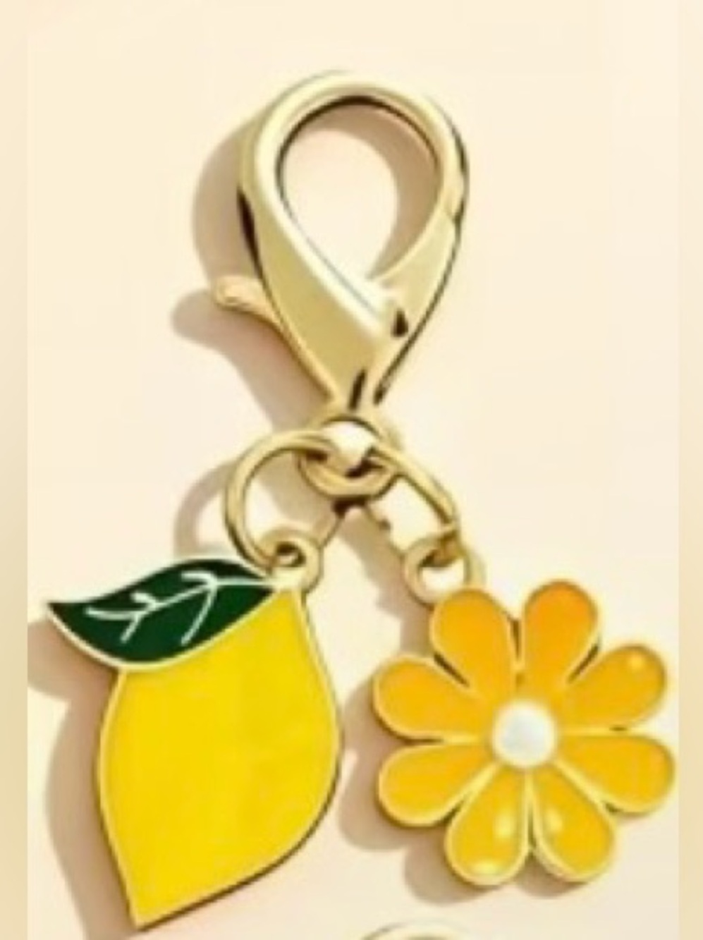 Lemon & Flower Enamel Charm for Bags & Keys